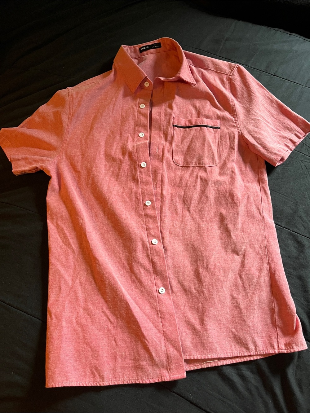 SHEIN Coral Short-Sleeve Button-Down Shirt